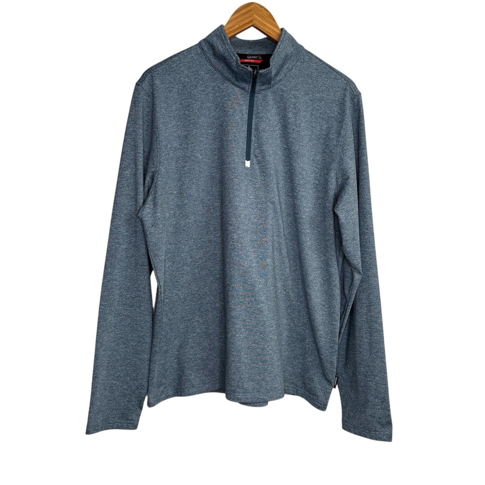 Gerry Mens 1/4 Zip Pullover Sweater Large Blue Long Sleeve Active Outdoor